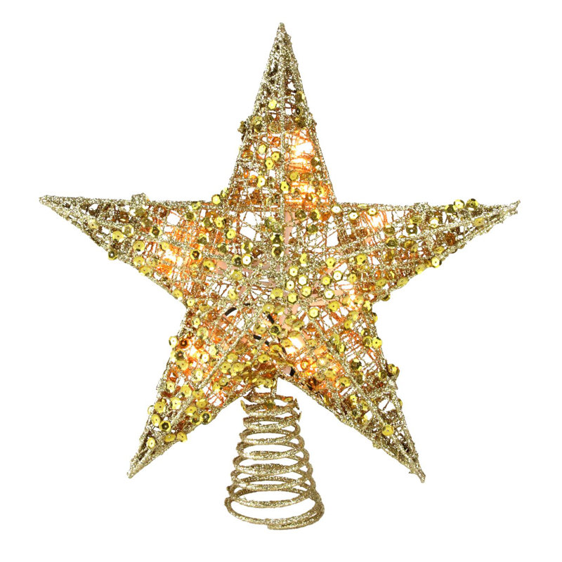 Décoration pour sommet de sapin étoile dorée scintillante 12 po - lumières claires, Or
