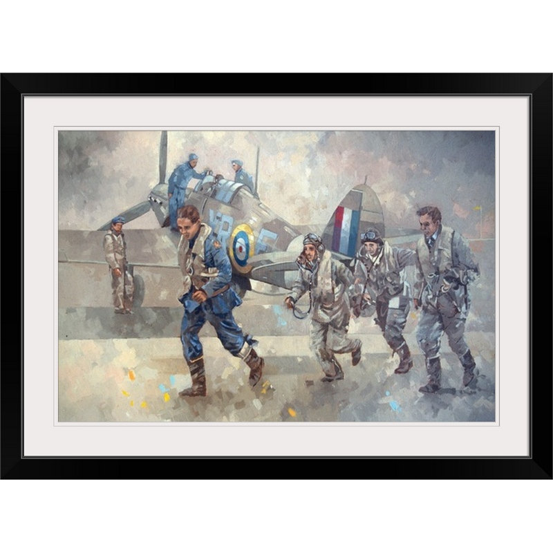 «Azzurro Hurricane Scamble» par Peter Miller, reproduction d'art, Cadre noir, H 20 po x l 26 po x P 1 po