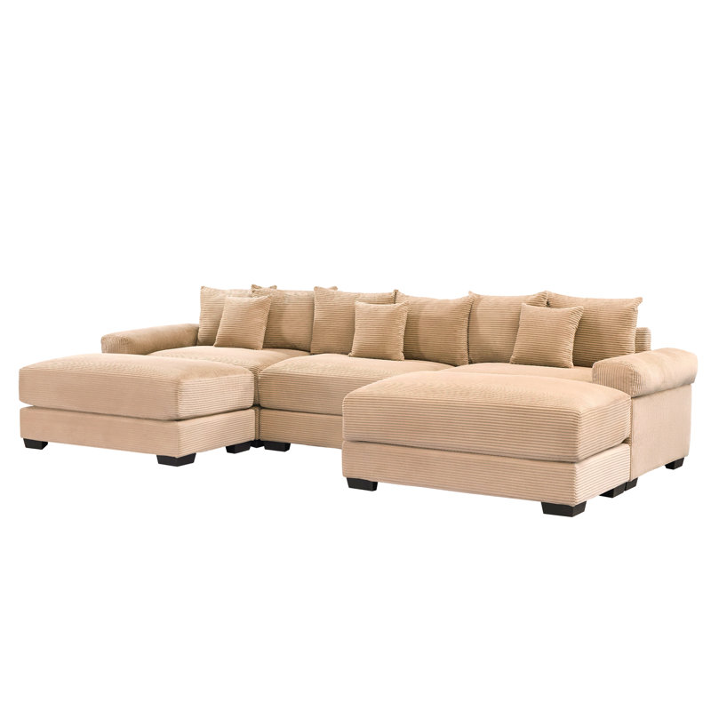 Canapé modulaire surdimensionné 130 po Cloud, Velours côtelé beige foncé