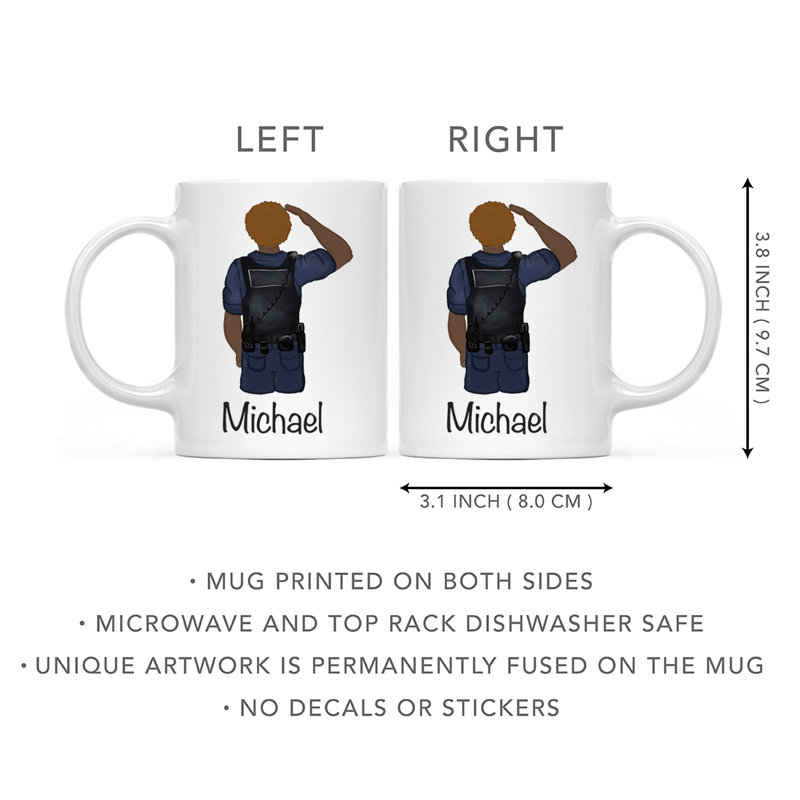 Tasse à café personnalisée, Brun, homme, agent de police 16, Oui