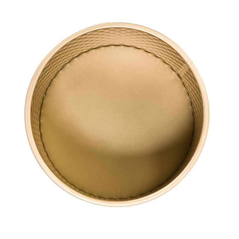 Pot à fleur en métal Mid Century, H 13 po x l 12,25 po x P 12,25 po, White/Gold
