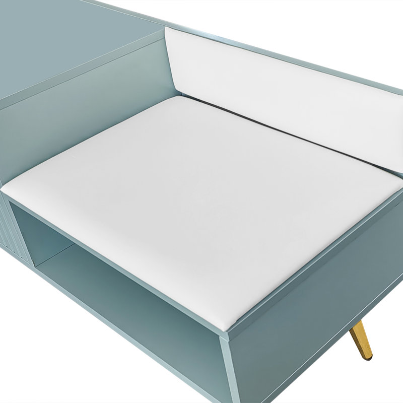 Shoe Storage Bench Including Cushions, Blue
