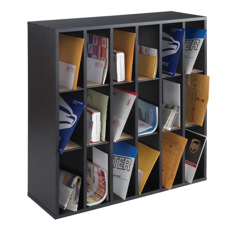 Mail Sorter with Adjustable Dividers 18 Compartments, Black