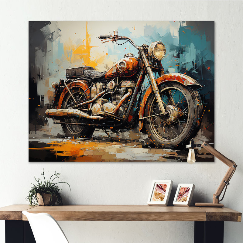 Rustic Motocyle Odyssey, Toile tendue, H 12 po x l 20 po x P 1 po