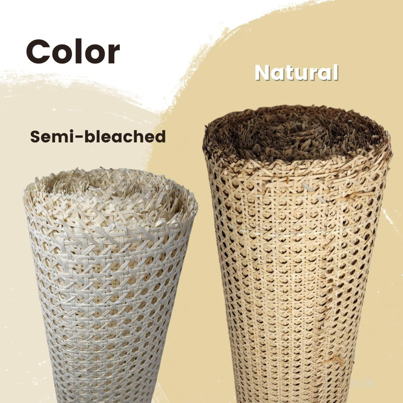 Natural Rattan Hexagon Weave Cane Webbing Roll 18" x 24"