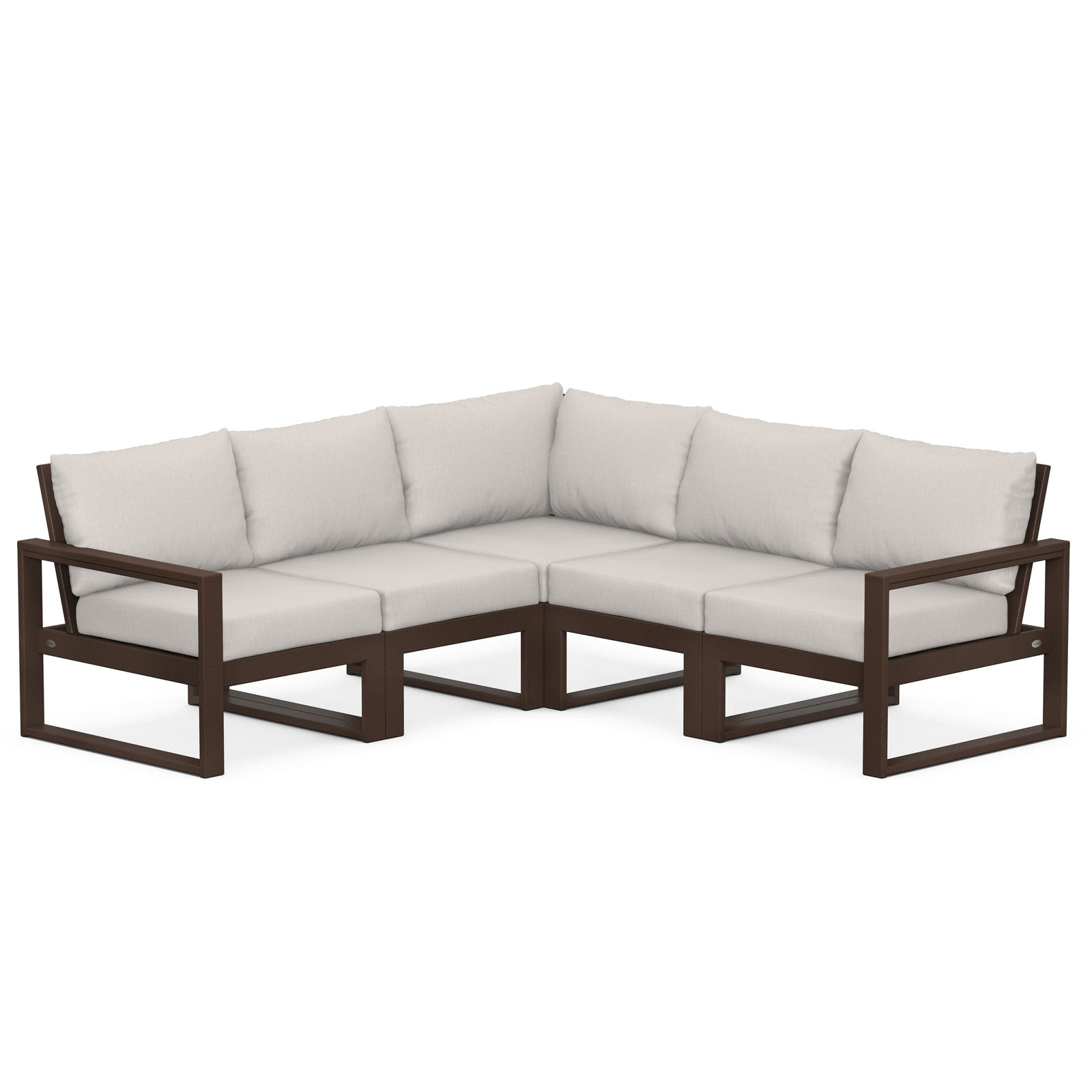 POLYWOOD® Edge 85" Patio Sectional, Grey Mist, Mahogany