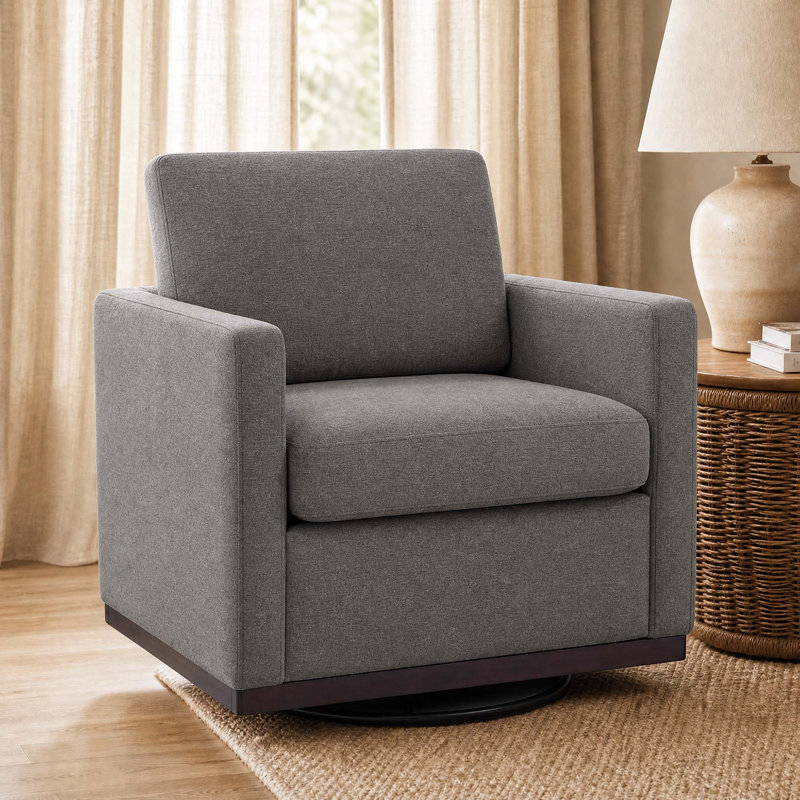 Fauteuil rembourré pivotant, Chenille taupe