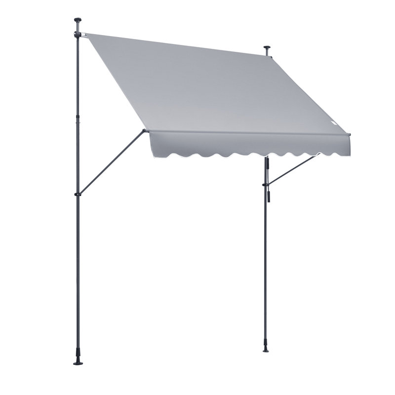 Auvent de terrasse 47 po avec auvent rétractable, H 122 po x l 98 po x P 47 po, Gris