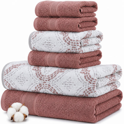 Modern Threads Capri 6-Piece Reversible Yarn Dyed Jacquard Towel Set - Bath Towels, Hand Towels, & Washcloths - Super Absorbent & Quick Dry