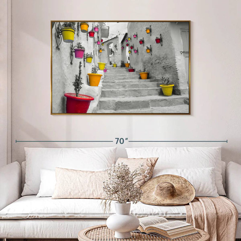 Escalier marocain Pop, 46 po x 31 po, Cadre flottant doré