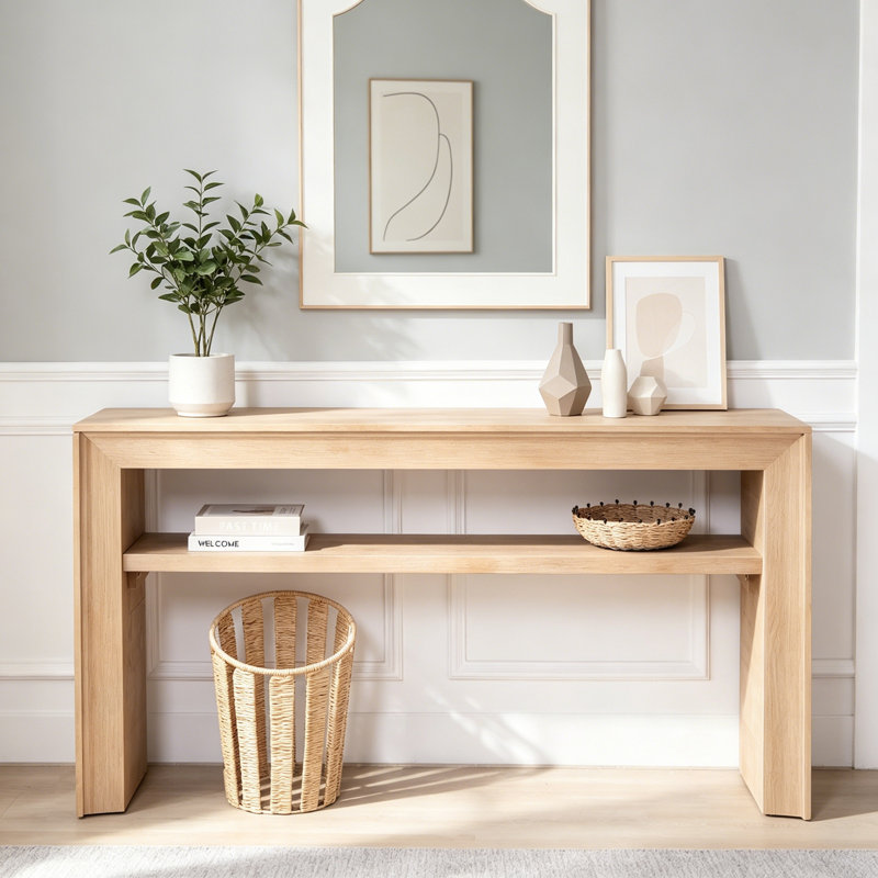 Console en bois avec tablette de rangement