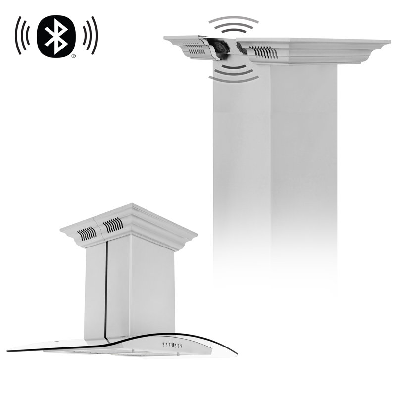 30" 400 CFM Ducted Island Range Hood in Silver with Nightlight