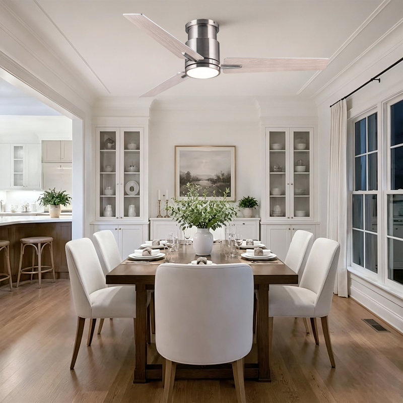 Ventilateur de plafond encastré moderne 52 po avec lumière Homelover, ventilateur de plafond réversible à profil bas DC, pales à double face, mémoire de minuterie à moteur à courant continu réversible à intensité variable de 3 cct