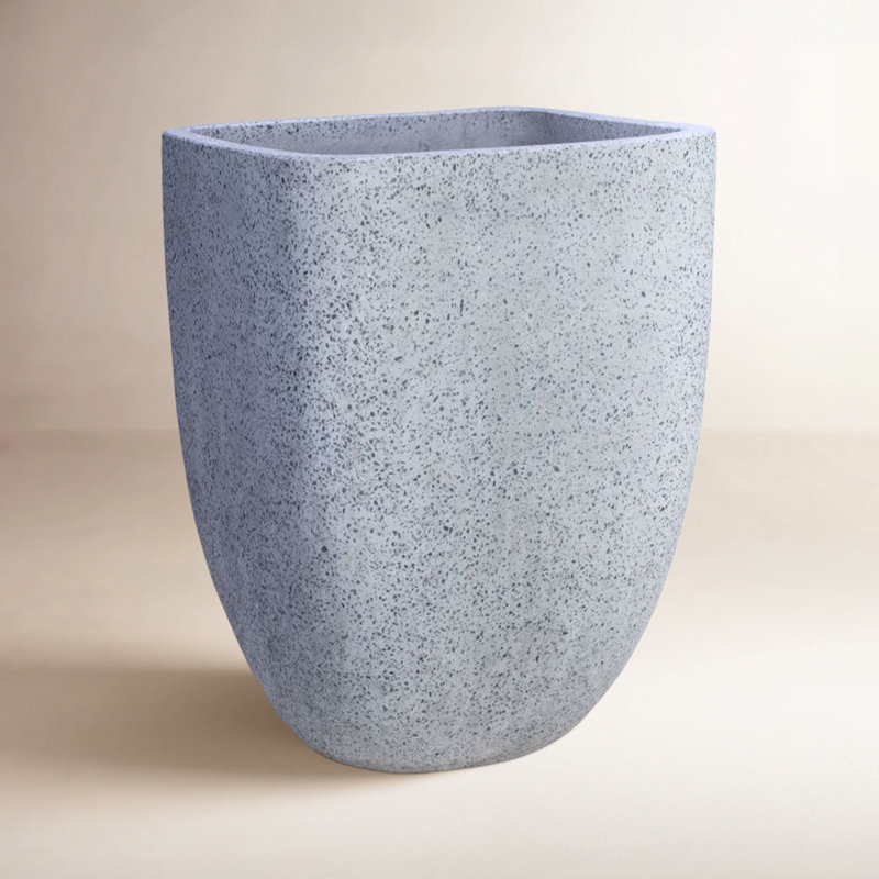 Tall Landa Square - Terrazzo, 11.5" H x 8.5" W x 8.5" D, White