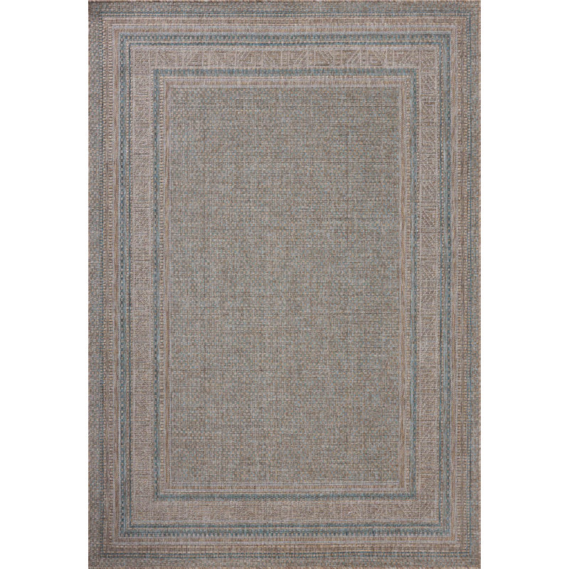 Tapis naturel / bleu sarcelle Amber Lewis x Loloi, Carré 1 pi 6 po