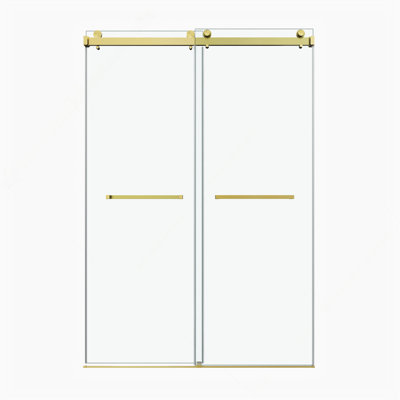 66 po x 66 po, porte de douche coulissante double sans cadre, porte de douche double, verre trempé de 3/8 po (10 mm), acier inoxydable
