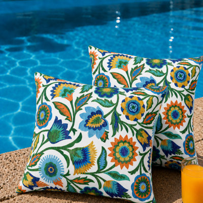 Ensemble de 2 coussins décoratifs d'extérieur / d'intérieur avec inserts avec fermeture à glissière, 18 po x 20 po imperméables, décoratifs, résistants à la décoloration pour canapé, canapé