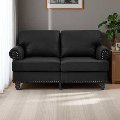 Canapé en cuir de vache de 59,5 po