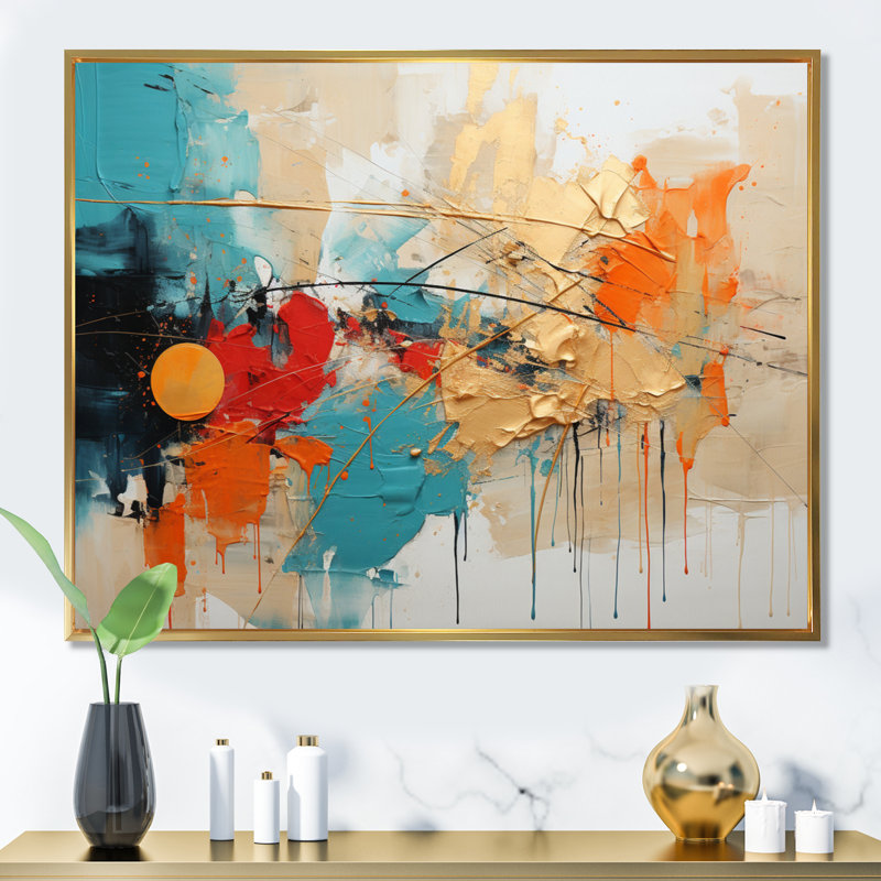 Geremie Collage Fusion IV, Cadre flottant doré, H 30 po x l 40 po x P 1,5 po