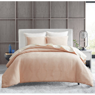 Caspian Woven Jacquard 3-Piece Duvet Cover Set - Soft & Lightweight, Modern Leaf Pattern, Available in Three Colorways