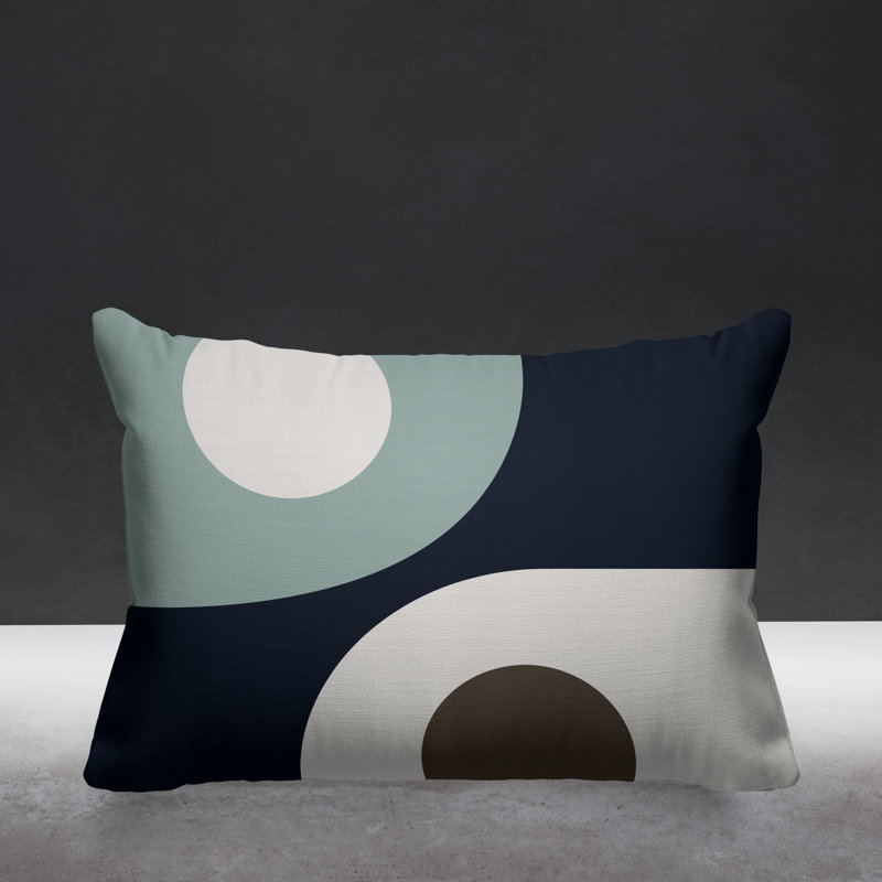 Pitto Outdoor Reversible Throw Pillow, Gray/Beige/Navy Blue