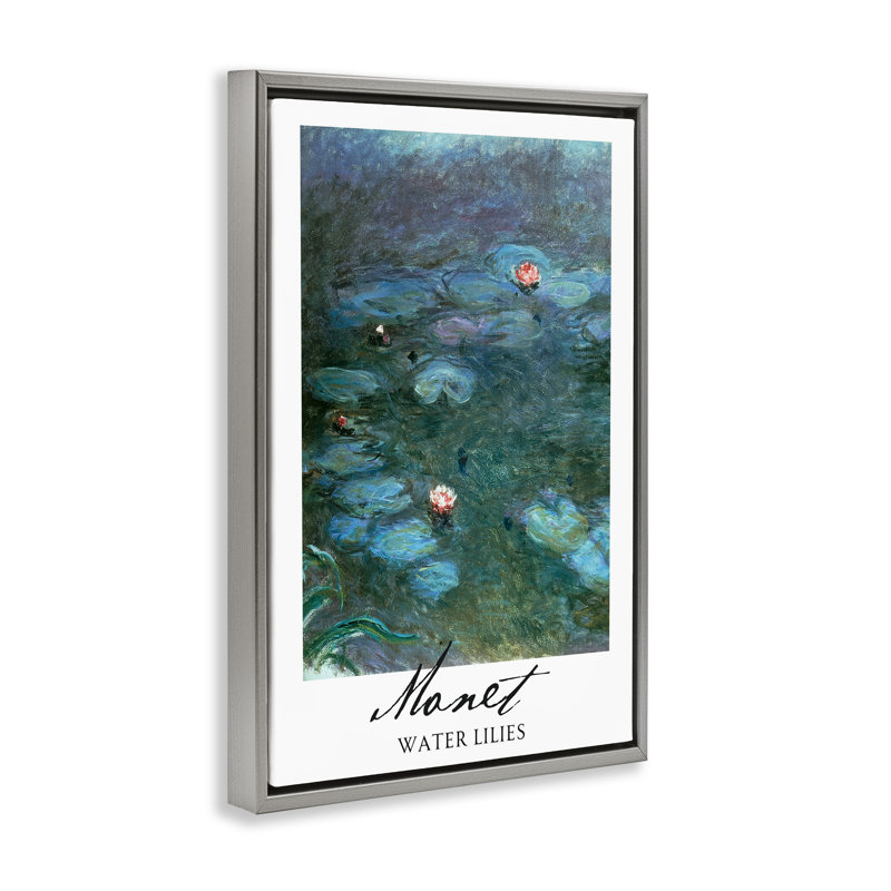 Cadre flottant Monet Water Lilies, design par Vintage Hustle, H 25 po x l 17 po, Cadre flottant gris lustré