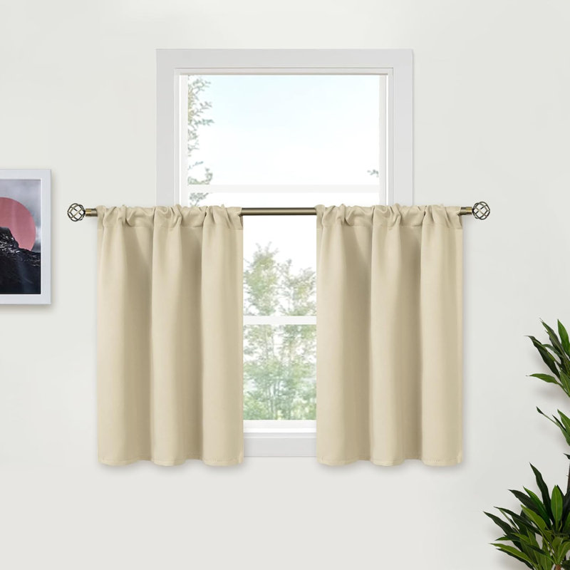 29x36" Beige Café Curtains – 2 Panels