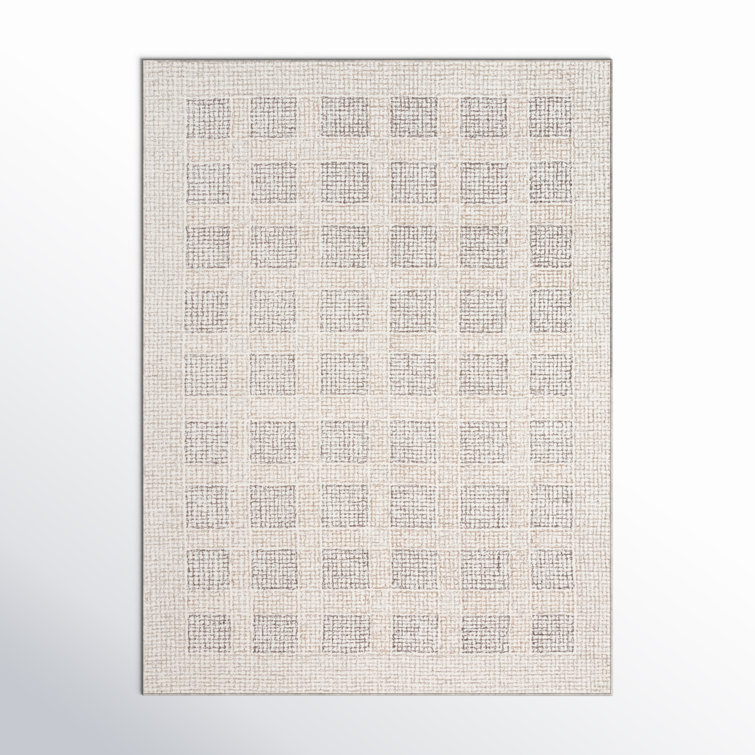 Holland Geometric Handmade Tufted Wool Area Rug in Brown