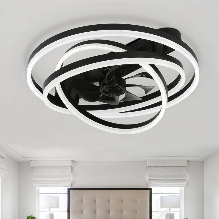 Hagensee 24" DIY Shade Reversible Ceiling Fan with Dimmable LED Light and Remote