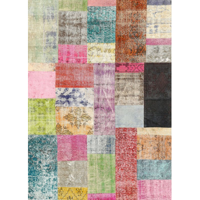 Tapis rouge/brun/bleu zone contemporaine
