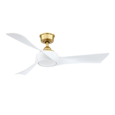 Wrap Custom 48 inch Indoor/Outdoor Ceiling Fan - Brushed Satin Brass with Matte White blades