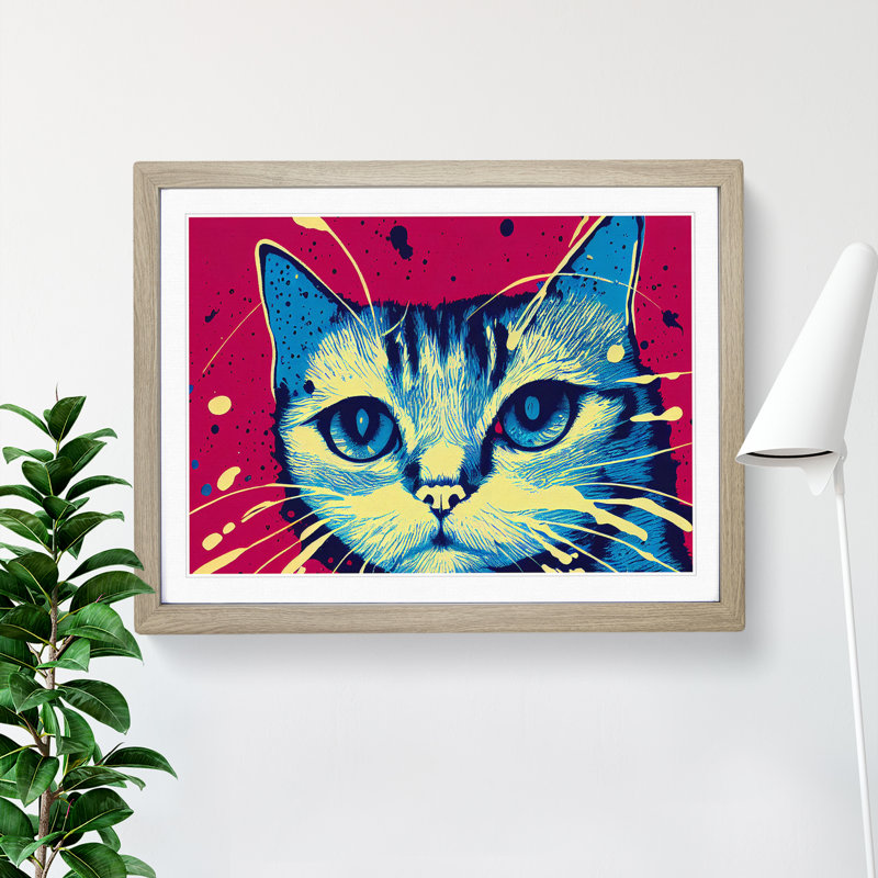 Cat Splashed Vol.7 Abstract - Framed Print, 25cm H x 34cm W x 2cm D, Oak Framed