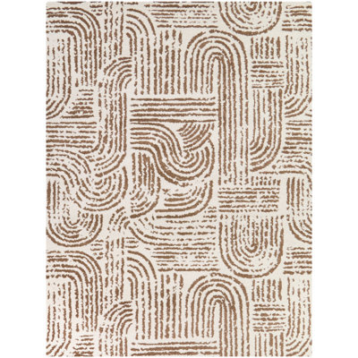 Campini Rust Modern Striped Area Rug