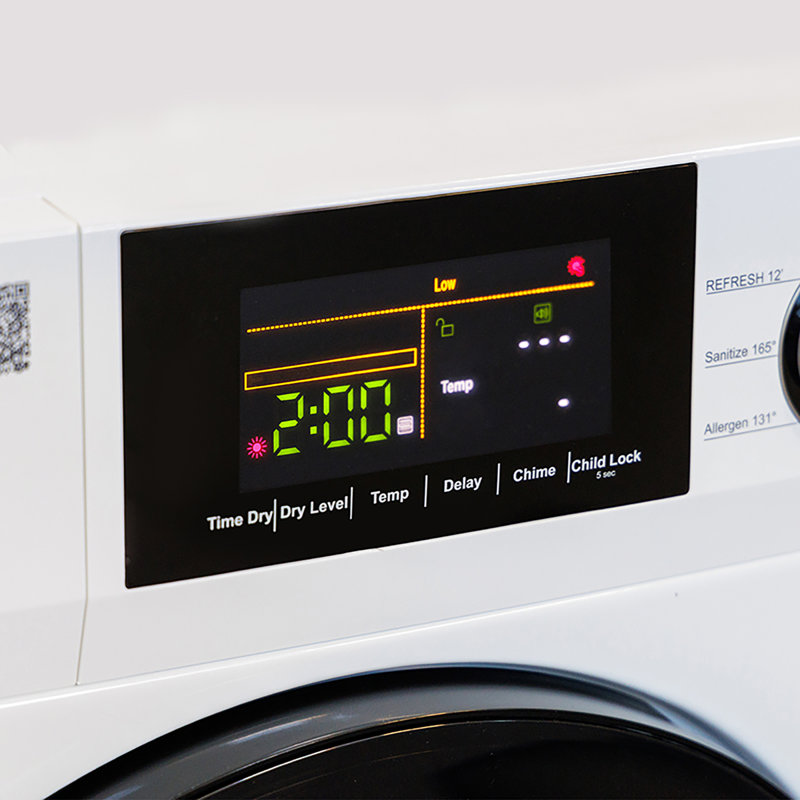 24" White Front-Load Vented Dryer with Moisture Sensing