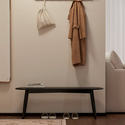 47"W Solid Oak Modern Entryway Bench 