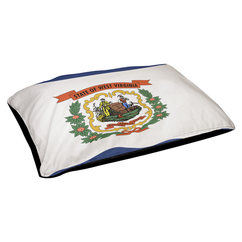 Coussin de concepteur west virginie flag Burien, L 32,5 po x l 42,5 po, Noir