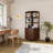 69.7’’H X 17.7’’ W Rattan And Wood Fan-Shaped Storage Bookcase With Doors, 3-Tier Corner Shelf With Cabinet-2024714960