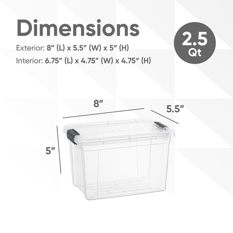  2.4 Qt. Clear Mini Storage Bin with Lid, Plastic Organizing Storage Box for Home, 12 Pack, 2.4 Qt.