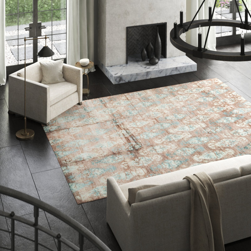 Ikat Area Rug in Rust/Gray/Beige, Rectangle 9'2" x 12'2"