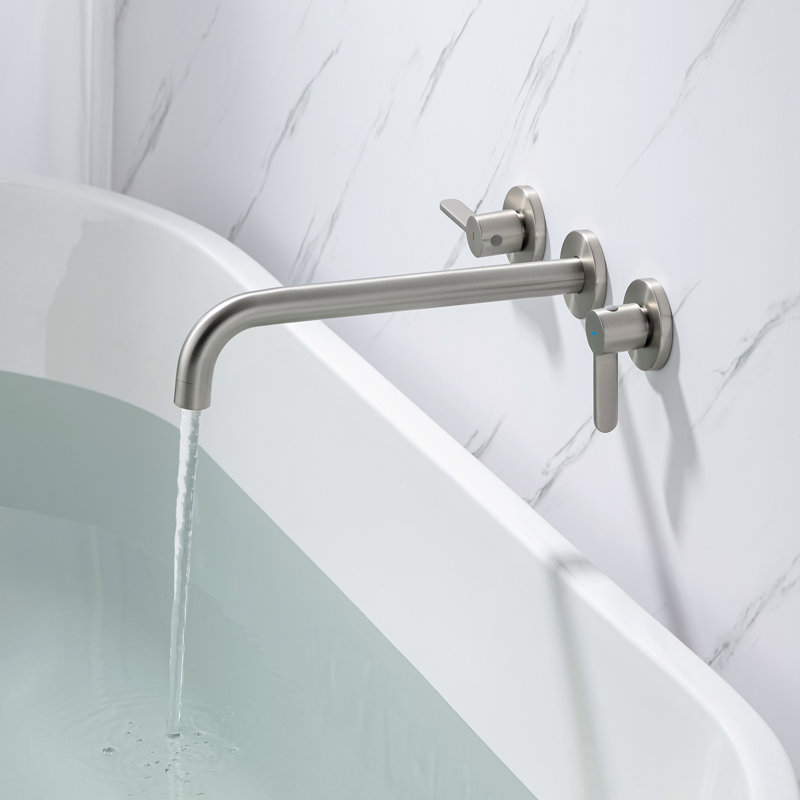 2 Handle Wall Roman Tub Faucet, Brushed Nickel