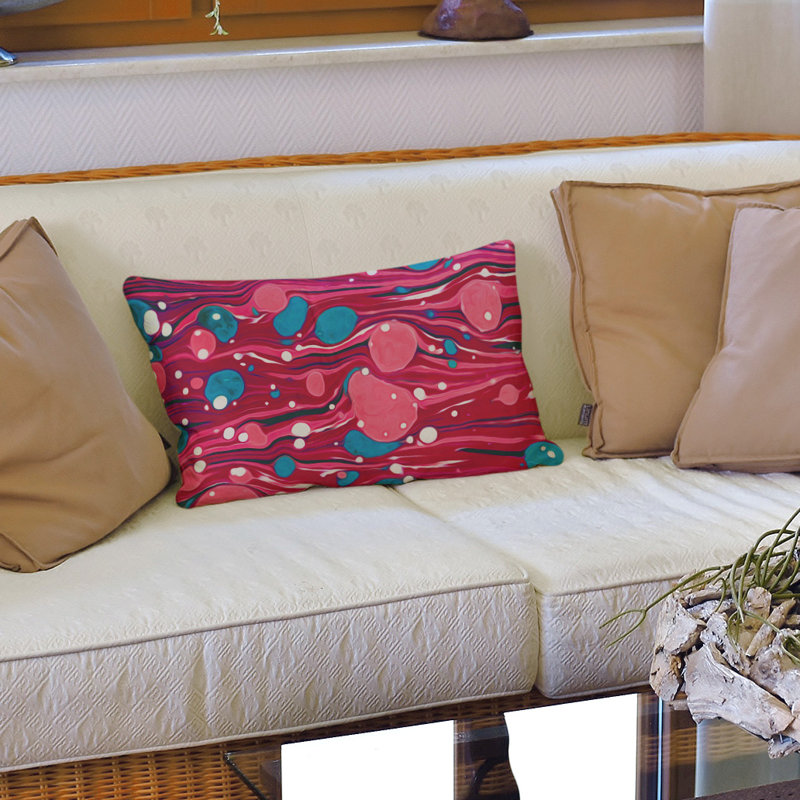 Coussin Swirls, 14 po x 20 po, Bourre en polyester, Rose / bleu