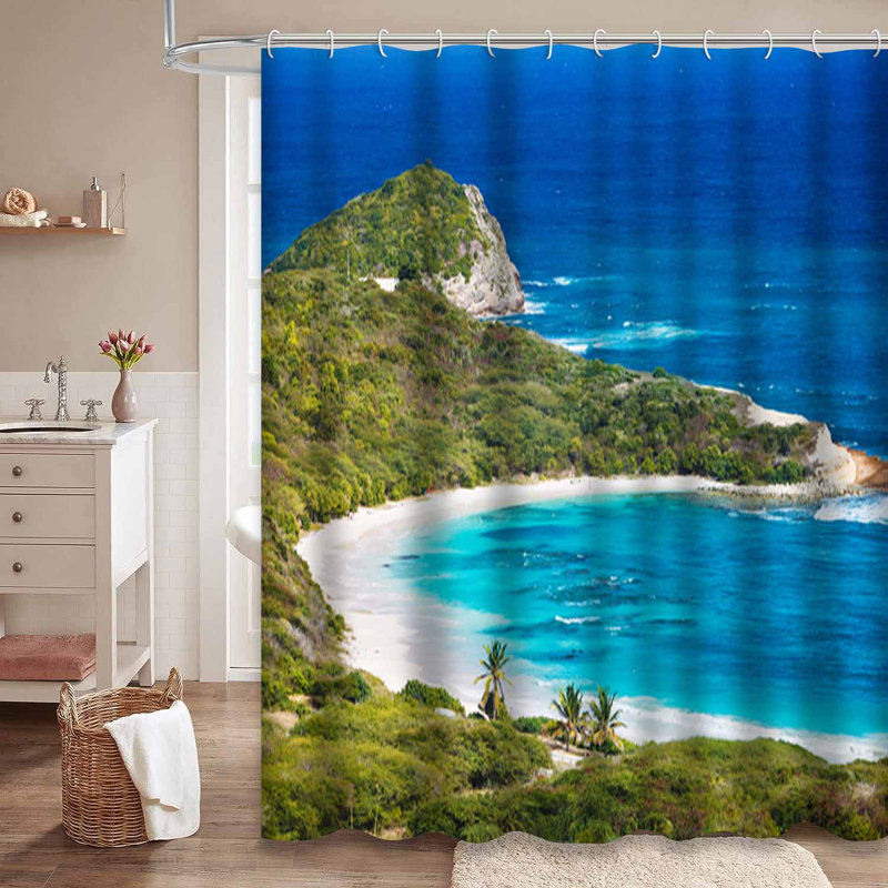 Magnifique plage de couleur lune bleue sur fond bleu avec 12 crochets, L 72 po x l 84 po