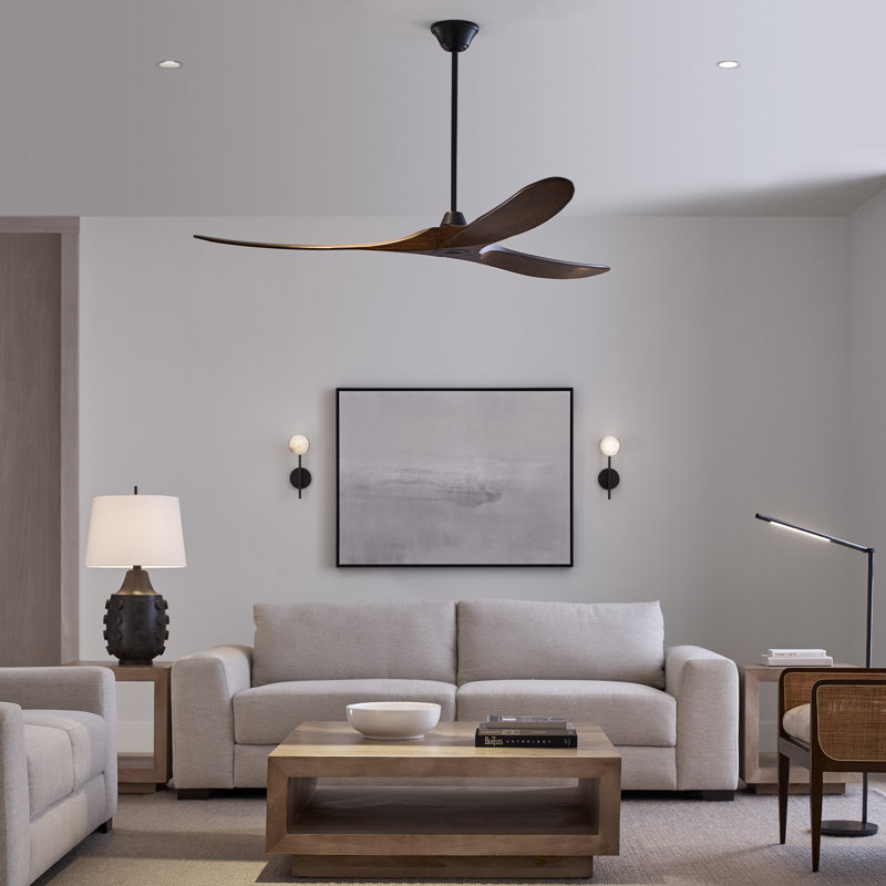 Maverick 3 - Blade Ceiling Fan With Remote, Matte Black with Dark Walnut Blades, 70 inches