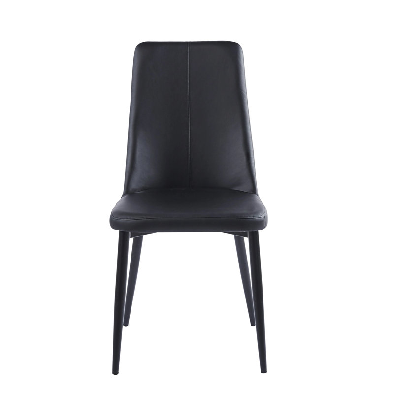Hankerson Faux Leather Padded Seat w/Metal Legs for Living & Dining Room, Kitchen, Bedroom & Offices, Black