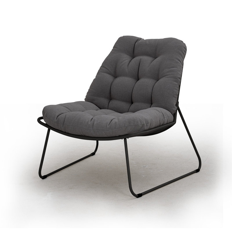 Gifty Patio Scoop Lounge Chairs With Cushions, Gray, Black