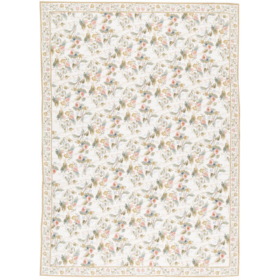 Needlepoint One-of-a-Kind Rectangle 9' X 12'2" Wool Area Rug in Beige