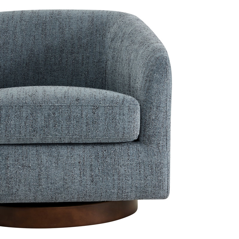 Fauteuil demi-tonneau pivotant Bennett (ensemble de 2), Chenille bleu acier doux