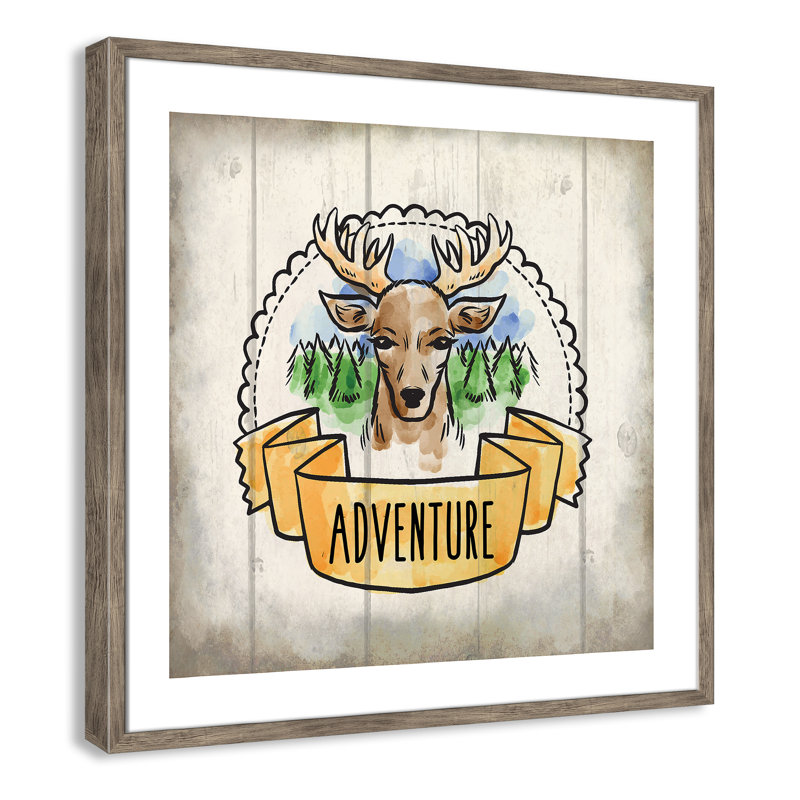 Adventure is out There 1, art encadré, 26.5" H x 26.5" W x 1.18" D, Encadré de boîte de grange gris