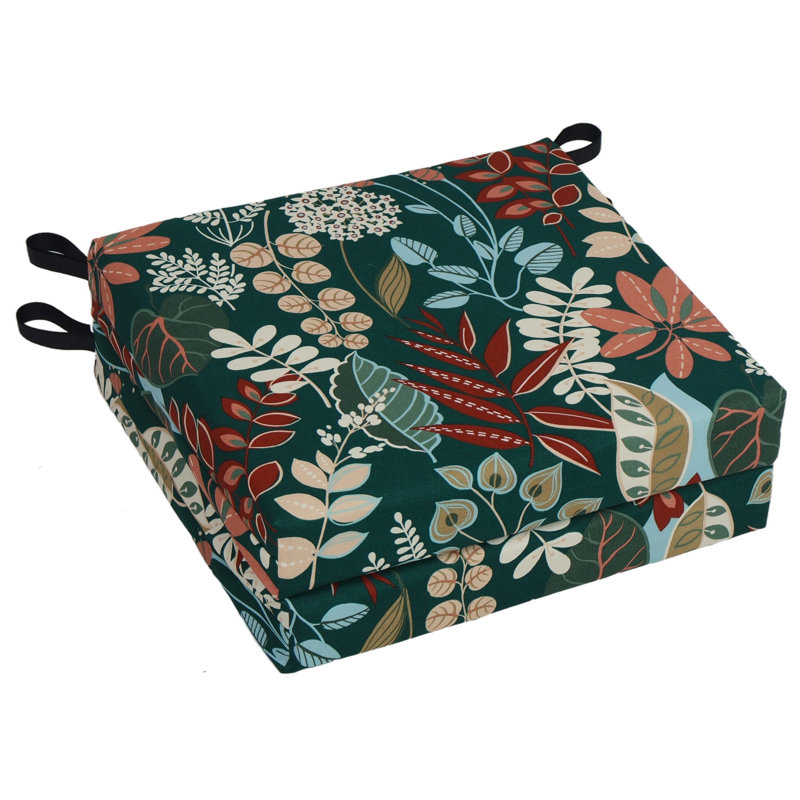 Indoor/Outdoor Adirondack Chair Cushion, Green Floral, 3" H x 20" W x 19" D