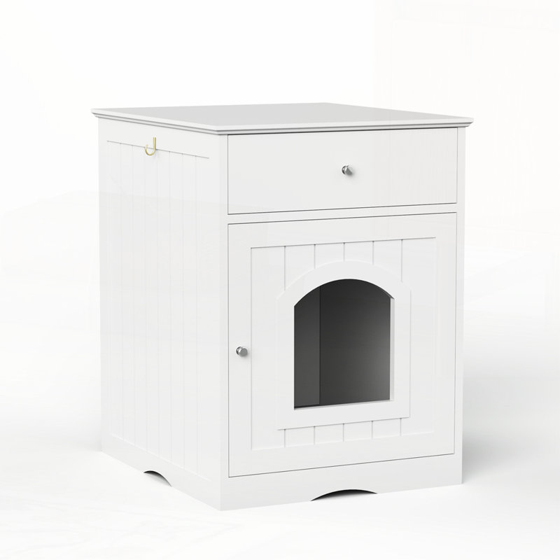 Cat Home Nightstand, White